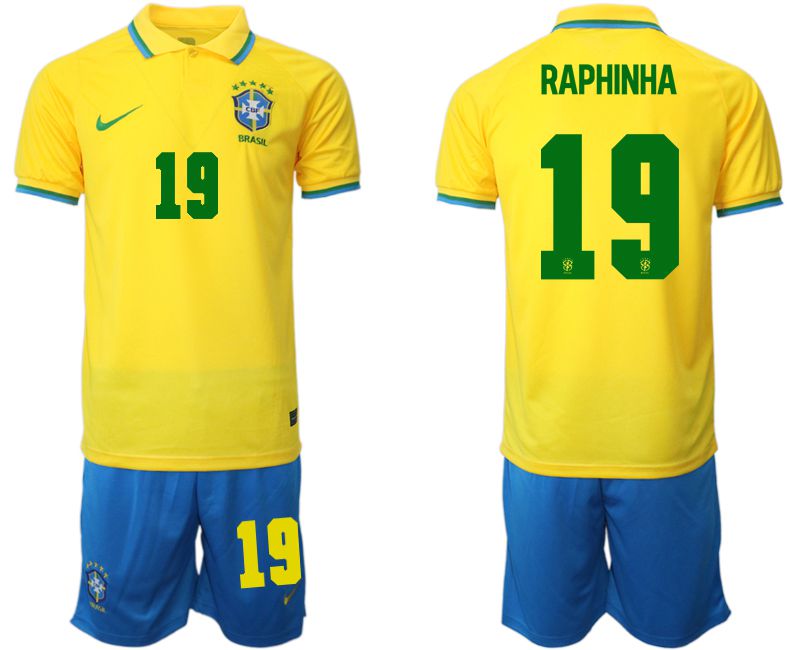 Men 2022 World Cup National Team Brazil home yellow 19 Soccer Jersey